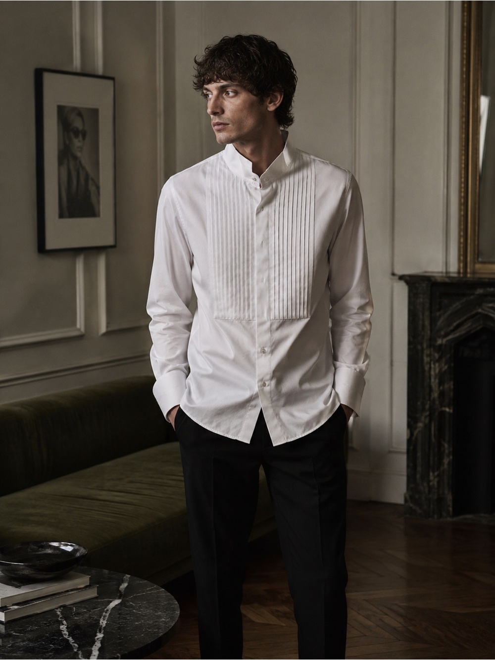 Max Cavalera White Pleated Bib Tuxedo Shirt French Cuff XXL 45-46